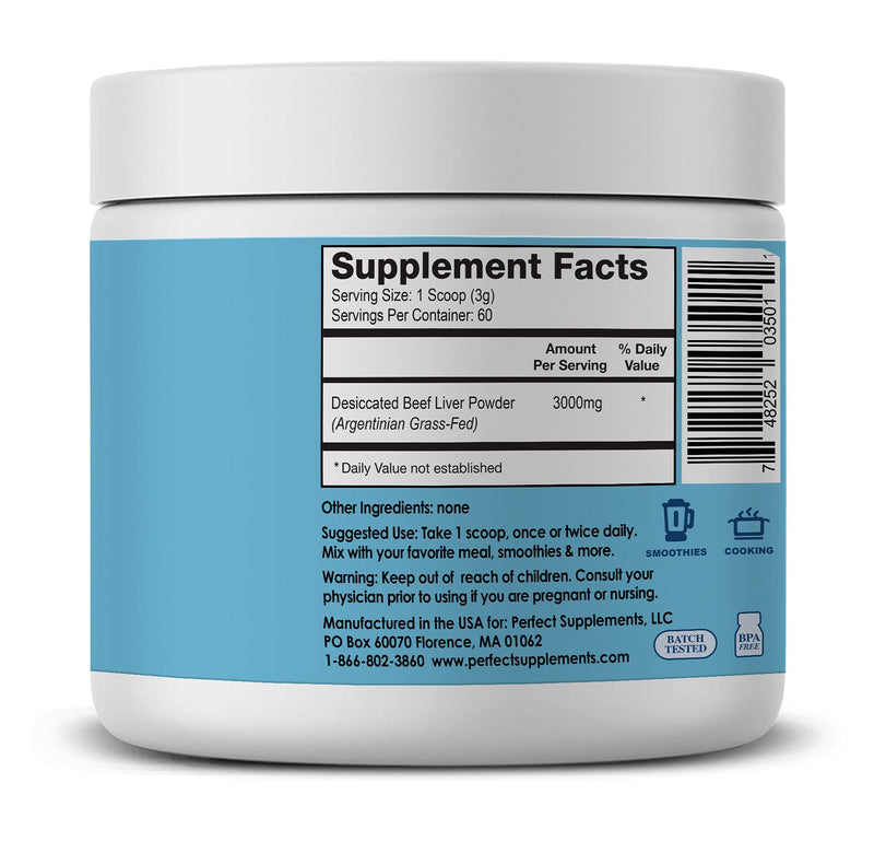 [Australia] - Perfect Supplements – Perfect Desiccated Liver Powder – 180 Grams – Undefatted Beef Liver – Natural Source of Protein, Iron, Vitamins A & B 