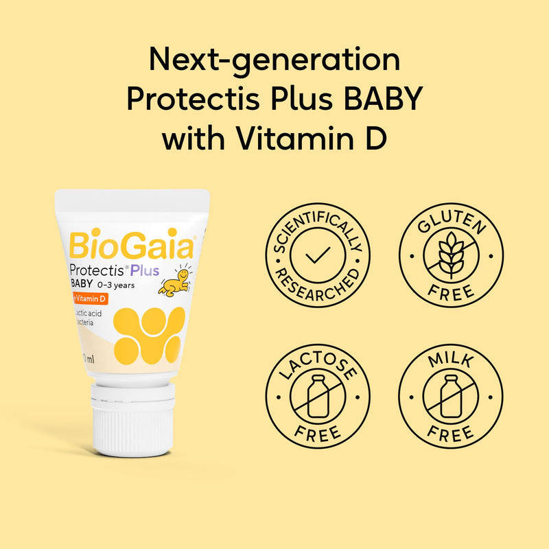 BioGaia Protectis Plus Baby – 10 ml with Vitamin D | Baby Probiotics with Next Generation Combination of Lactobacillus Reuteri & L. reuteri BG-R46 | Probiotic & VIT D Drops from Birth | 5 Drops Daily
