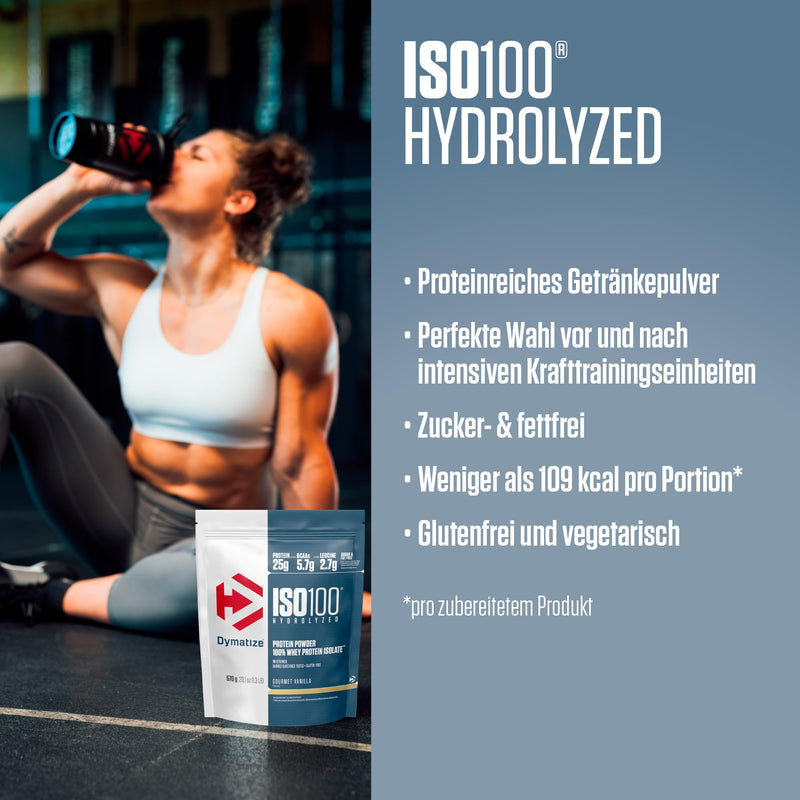 Dymatize ISO 100 Hydrolyzed Gourmet Vanilla 570g - Whey Protein Hydrolysate + Isolat Pulver 19 Servings