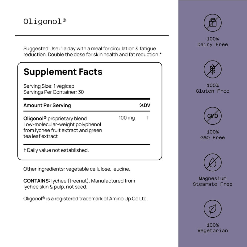 Quality of Life Oligonol Premium Anti Aging Supplement - Promotes Cardiovascular Health, Circulation & Youth, Includes Antioxidants - Lychee Fruit Extract - 30 Vegicaps (Pack of 2) 30 Count (Pack of 2)