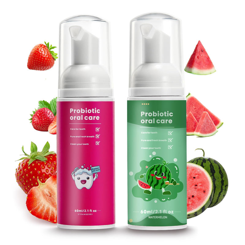 Kids Foam Fluoride Free Toothpaste with Watermelon and Strawberry Mint Flavor,Toddler Natural Teeth Deep Cleaning Toothpaste for U Shaped Toothbrush Watermelon+Strawberry