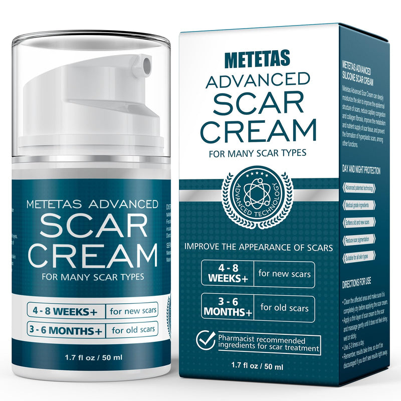 Advanced Scar Cream 1.7 Oz, Scar Cream Gel For Surgical, C-Section, Stretch Marks, Keloids, Burns Reducing Treatment, Silicone Scar Gel Effective Remove Old & New Scars -50ml