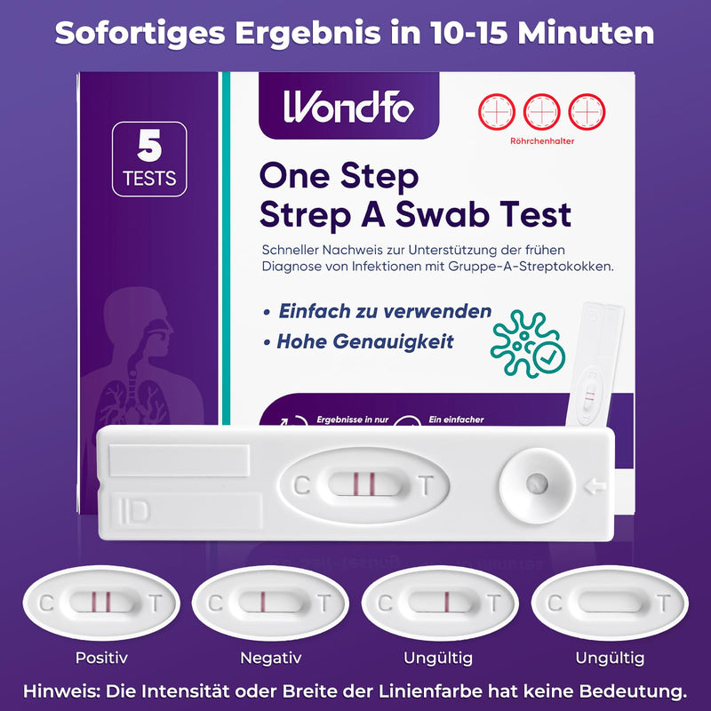[Australia] - Wondfo Streptococcal Rapid Test 5x Strep A Test Scarlet Fever Rapid Test Group A Streptococcal Antigen Test Strep A Test Kit 