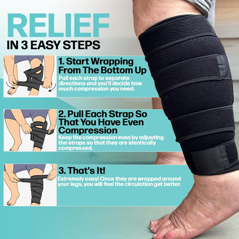 Beltwell® Adjustable Lymphedema Calf Compression Wrap for Swelling, Edema, Lipedema, Circulation, Heaviness, Pain - Easy to put on XXL - TALL Beige