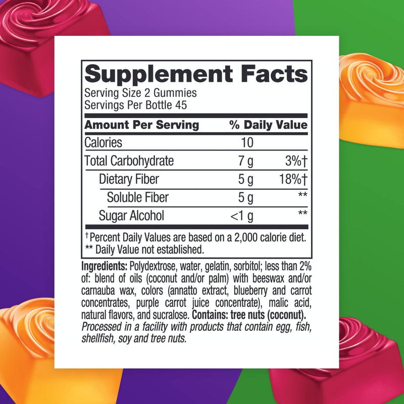 [Australia] - Vitafusion Fiber Well Sugar Free Fiber Supplement, Peach, Strawberry And Blackberry Flavored Supplements, 90 Count 