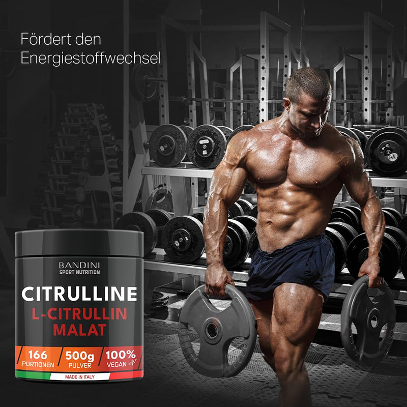 [Australia] - Bandini® L-CITRULLINE MALATE | 2:1 500g powder | Highly dosed with 3g citrulline PER DOSE | Perfect solubility | Pre Workout, Muscle Building | Citrulline from plant fermentation | Vegan, without additives 