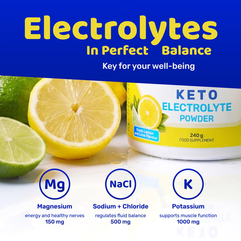 Ultra Lyte Keto Powder – Fresh Lemon & Lime Electrolyte Mix – 0 Carbs, 30 Servings – Potassium, Magnesium, Sodium – Sugar-Free, Fasting & Keto Electrolytes