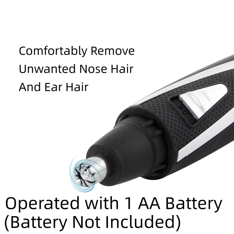 Ear and Nose Hair Trimmer Clippers: 2025 Professional Painless Eyebrow & Facial Hair Trimmers Remover for Men Women, Battery Operated Nasal Clipper, Dual Edge Waterproof Blades for Easy Clean, Black