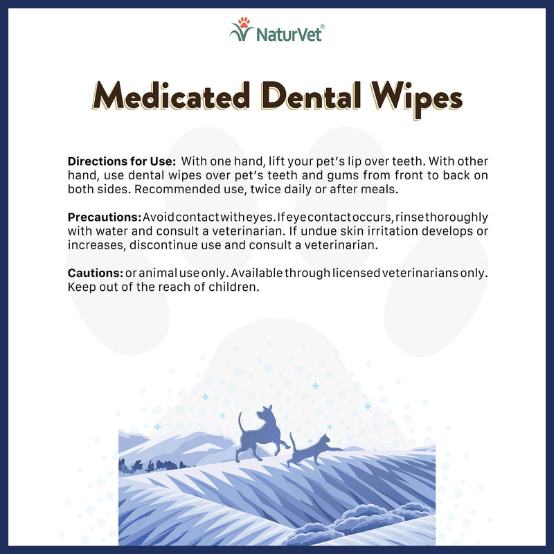 NaturVet Medicated Dental Wipes for Dogs & Cats 50 Count - PawsPlanet Australia