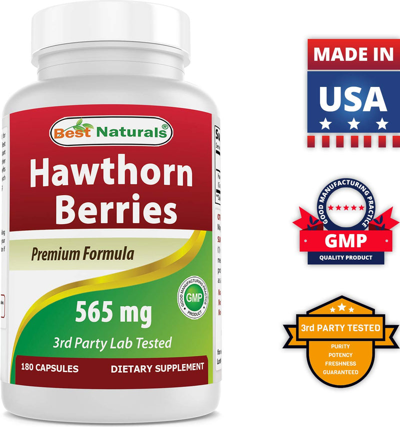 [Australia] - Best Naturals Hawthorn Berry 565 mg 180 Capsules (180 Count (Pack of 1)) 180 Count (Pack of 1) 