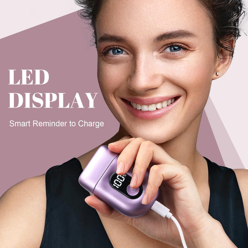 [Australia] - Cordless Electric Shaver for Women: Mini Electric Razors with LED Display - Rechargeable Bikini Trimmer - IPX7 Waterproof Wet Dry Face Razor with 3 Blade Heads Floating Head Light Purple 