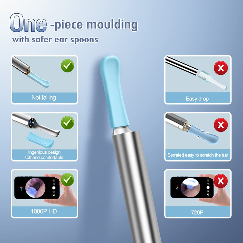 [Australia] - Ear Wax Removal, Ear Cleaner with Camera 1080P HD Wireless, Ear Otoscope with 6 LED Lights, Earwax Remover Kit with 8 Pcs Ear Set, Ear Wax Remowal Tool for iPhone, iPad, Android Phones Black 