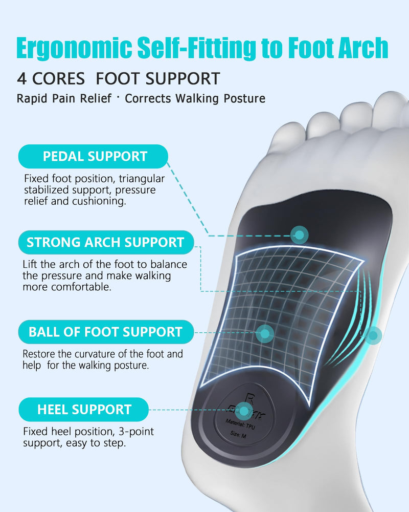 [Australia] - Plantar Fasciitis Relief High Arch Support Inserts Women Men 3/4 Length,Thin Shoe Inserts Orthotics Insoles for Medium & High Arches,Foot Pain Relief Heavy Duty Support High Arch - Black L (Men 8.5-9,Women 7.5-9.5) 