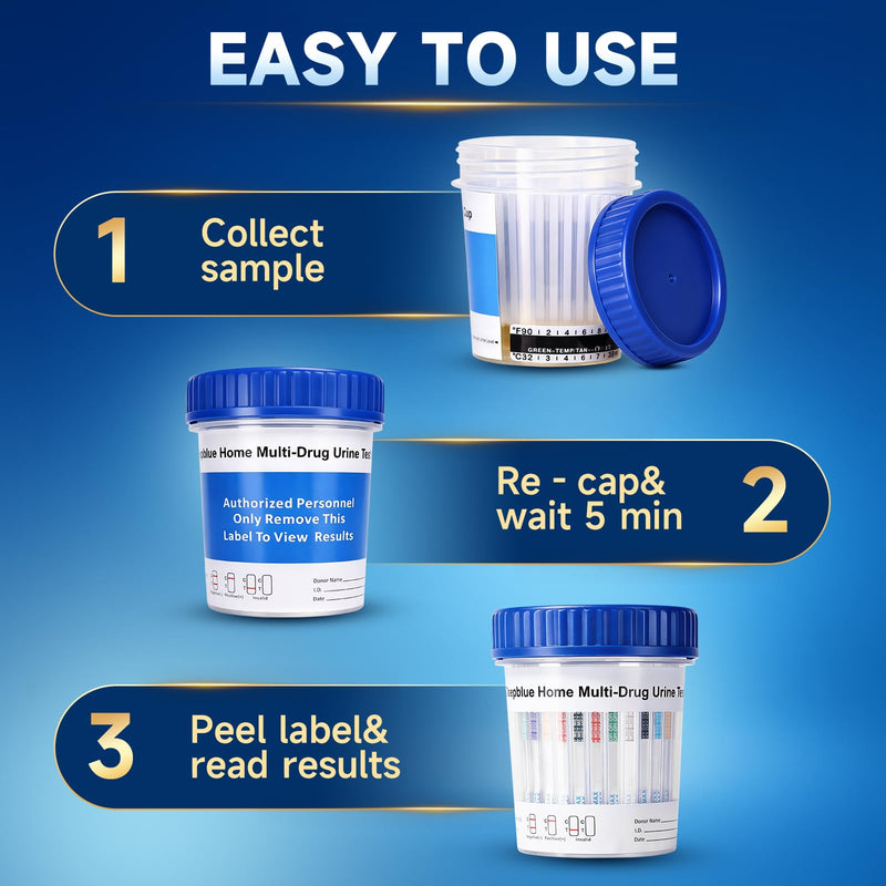 DEEPBLUE Home Multi-Drug Urine Test Cup, 17 Panel, OTC Home Use, 5 Minute Results, Rapid 1pcs