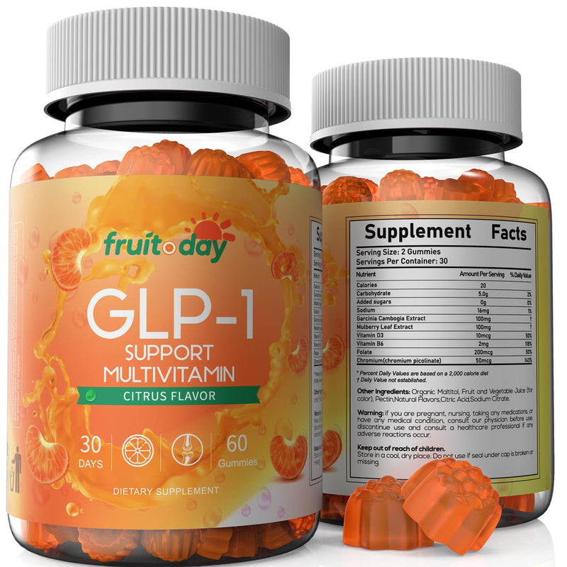 GLP-1 Supplement Gummies, Daily Gummy with Vitamins, Minerals & Botanicals, Citrus Flavor, 60 Count
