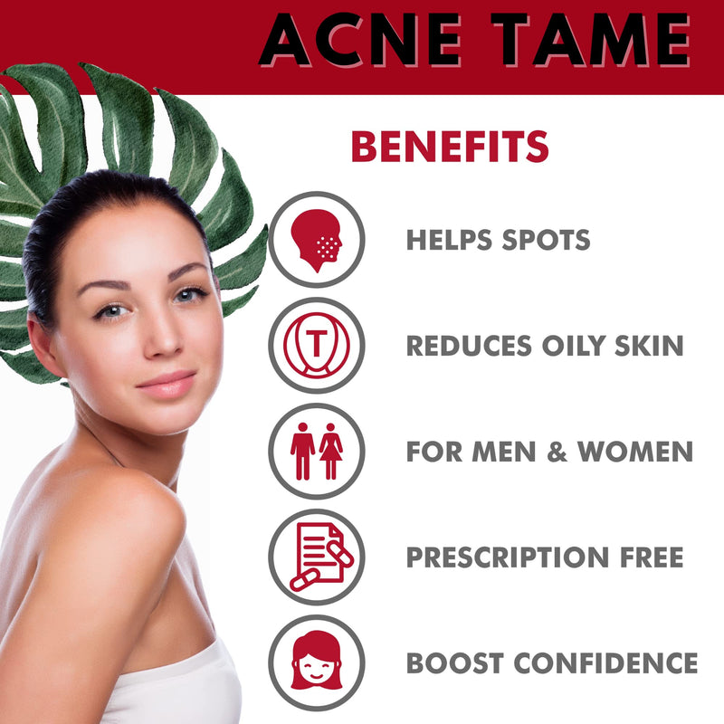 Acnetame Supplement- Anti Acne Vitamin Pills for Men Women Teens & Adults | Do your pores a favor and clear spots at the stem, natural hormonal pimple & blemish control, oily skin sebum 60 tablets
