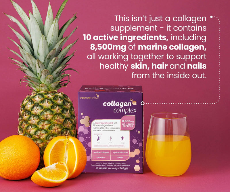 Revive Active Collagen Complex, 8,500mg Marine Collagen with Hyaluronic Acid, 5 Vitamins & 3 Minerals to Support Skin, Hair and Nails, 1 Daily Sachet, 30 Day Supply
