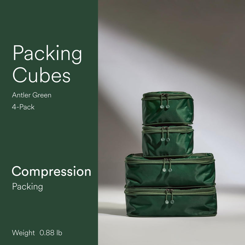 ANTLER - Compression Packing Cubes for Travel, Luggage Organiser for Suitcases or Bags, Travel Accessories, Set of 4, Antler Green