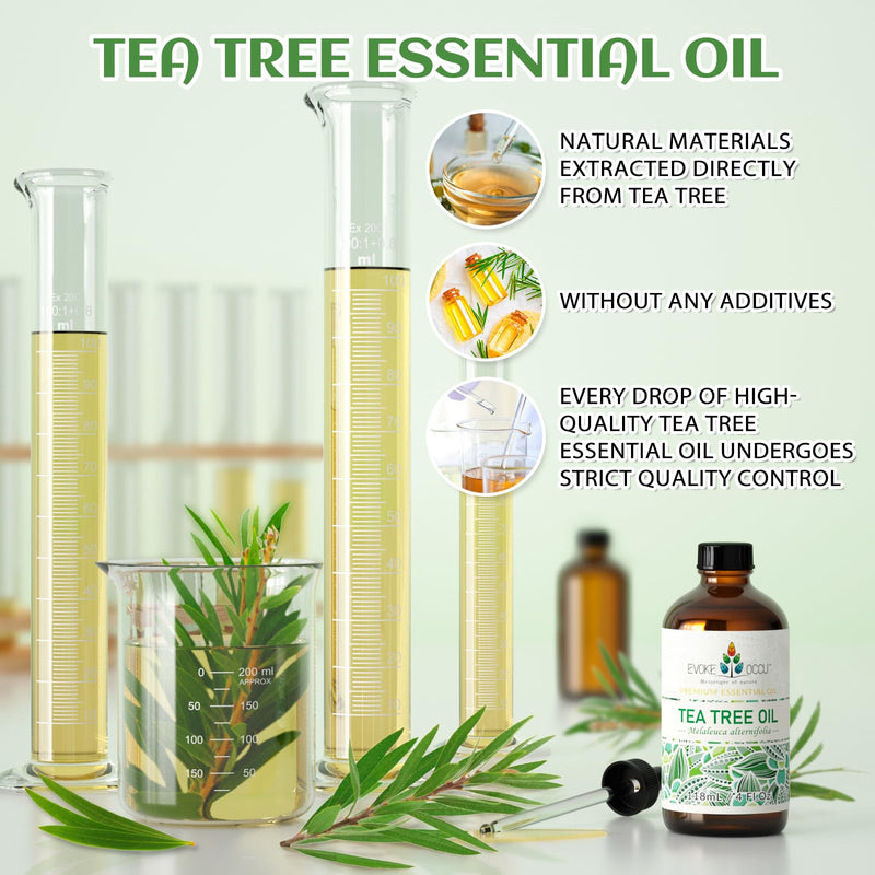 [Australia] - EVOKE OCCU 100% Pure Tea Tree Essential Oil for Toenail Fungus,Hair Damage,Skin Problems,Add to Shampoo,Body Wash,Conditioner 4 FL Oz 4 Fl Oz (Pack of 1) 