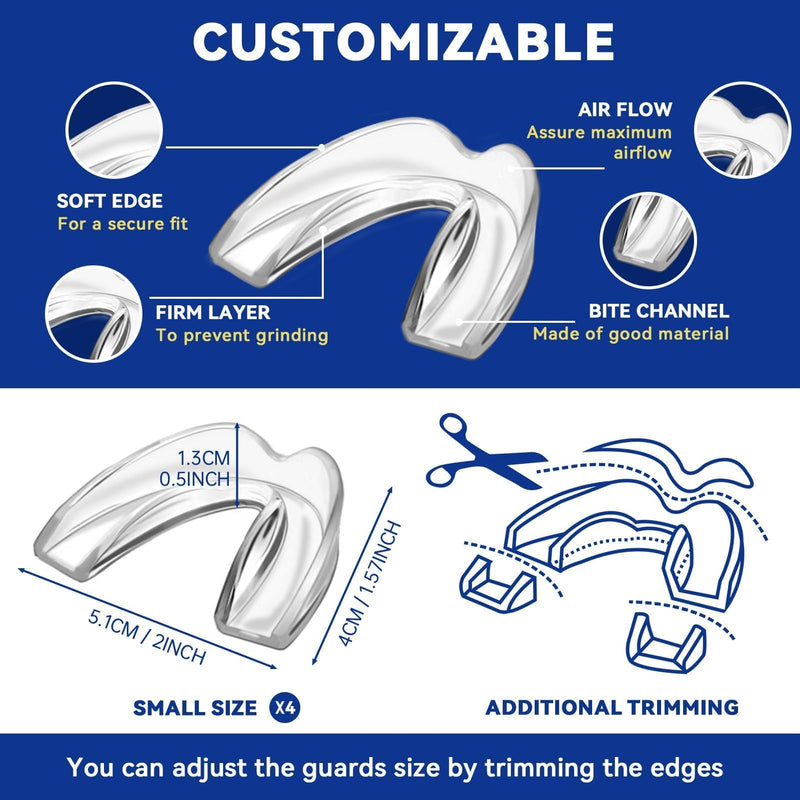 [Australia] - 4 Pack Kids Mouth Guard for Grinding Teeth, Custom Kids Night Guards for Clenching Teeth, Comfortable Child Dental Guard, Stops Bruxism, Tmj, Teeth Whitening Tray & Sports 
