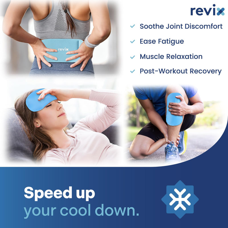 [Australia] - REVIX Ice Packs for Injuries Reusable, 2 Packs Hot and Cold Pack with Adjustable Strap, Flexible Ice Wraps for Joints and Muscle, Rotator Cuff, Back, Knee Discomfort Relief (10" x 5" Blue) Medium 10 x 5 Inch 