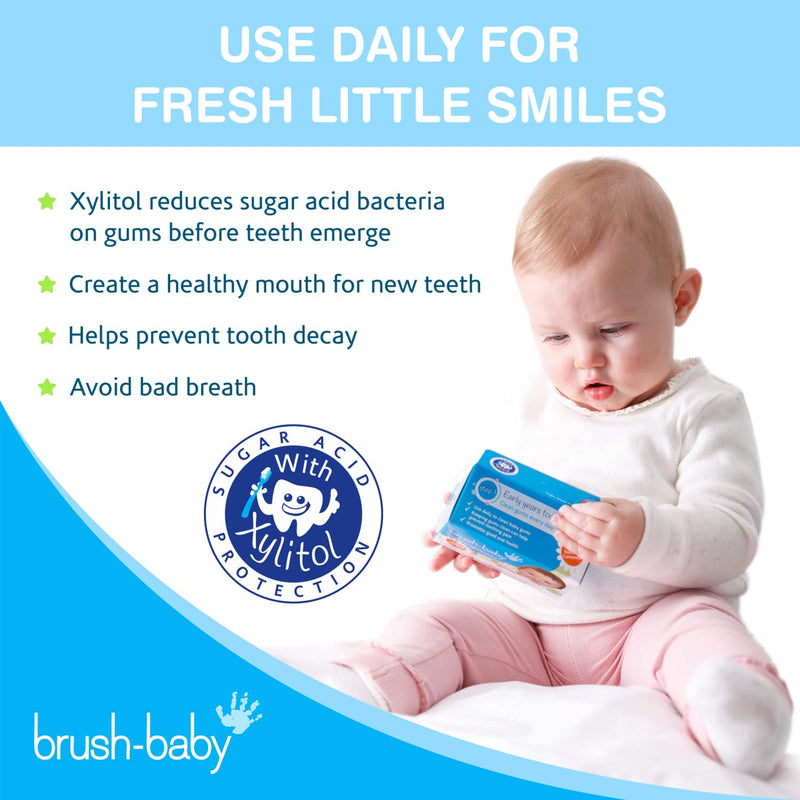 [Australia] - Brush Baby Teething Relief Dental Wipes for Ages 0-Toddler - Naturally Eliminate Teething Pain, Prevent Tooth Decay and Sour Milk Breath - 28 Finger Wipes 28 Count (Pack of 1) 