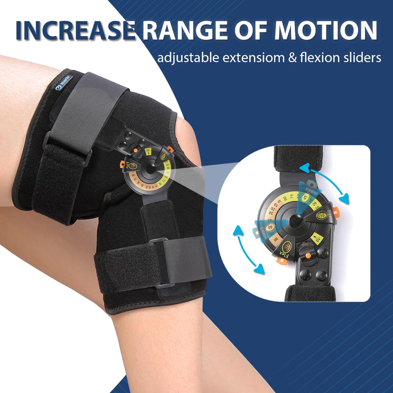 [Australia] - Nvorliy Hinged ROM Knee Brace with Side Stabilizers & Locking Dials, Post Op Knee Immobilizer for Arthritis, ACL, MCL, PCL, Meniscus Tear, Injurie/Knee Pain, Medical Orthopedic Support (X-Large) X-Large Without Shoulder Strap 