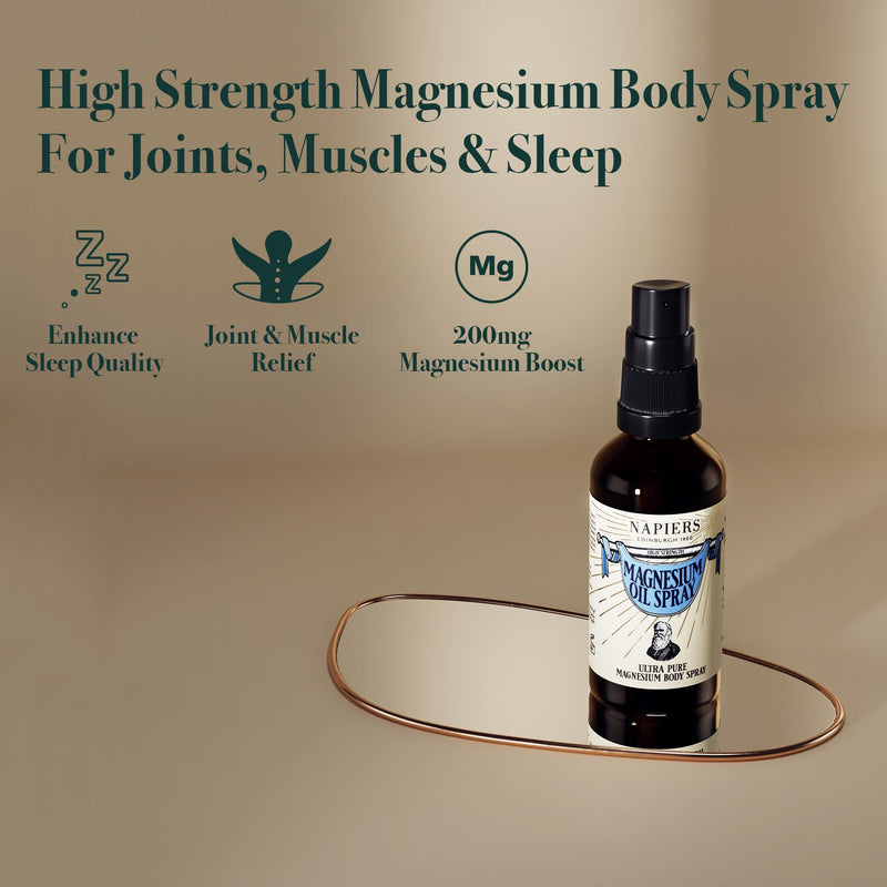 Napiers Magnesium Oil Spray - High Strength Topical Magnesium Chloride for Muscles, Joints and Night-Time Use - 100 Millilitres Magnesium Oil Spray 100ml