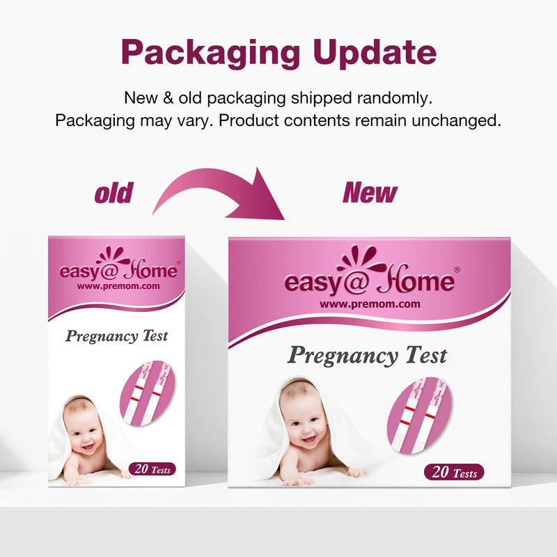 easy@Home 20 Pack Pregnancy Test Strips: Early Detection hCG Test Kit | 20 Bulk Pregnancy Strips - Pruebas de Embarazo, Powered by Premom APP