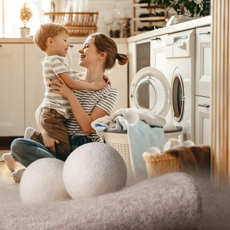 [Australia] - Wool Dryer Balls, Wool Balls for Dryer, Laundry Balls for Dryer Reusable 6P Reducing Clothing Wrinkles,Saving Drying Time and Fabric Fluffier Off White 