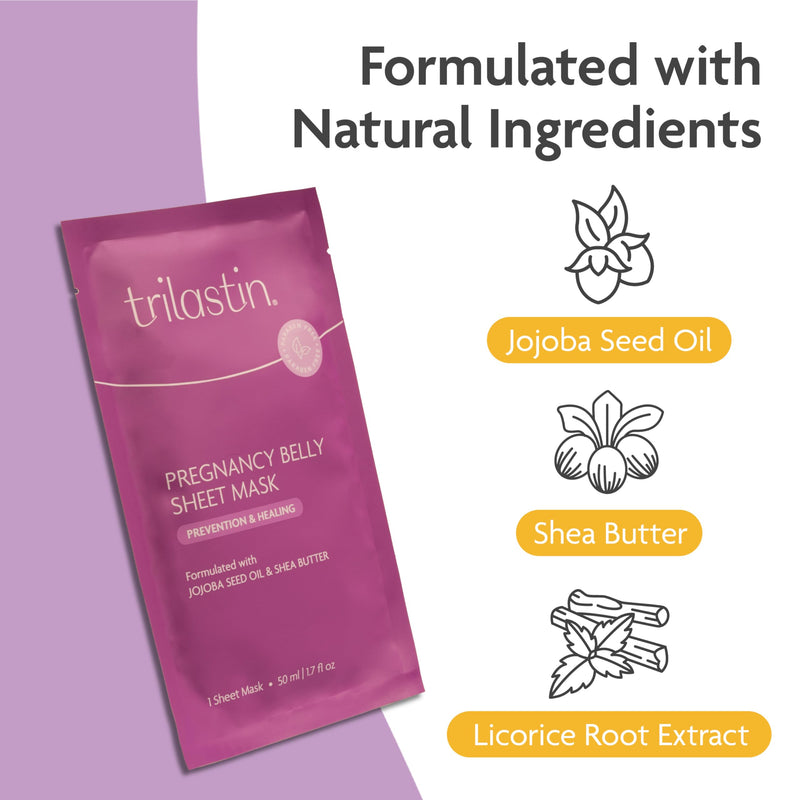 [Australia] - TriLASTIN Belly Masks - Belly Masks for Pregnant Women - Hydrating & Soothing for Itchy Skin - Reduces Stretch Marks - Safe for Sensitive Skin - Paraben & Phthalate-Free - Made in USA - 1 Pack 