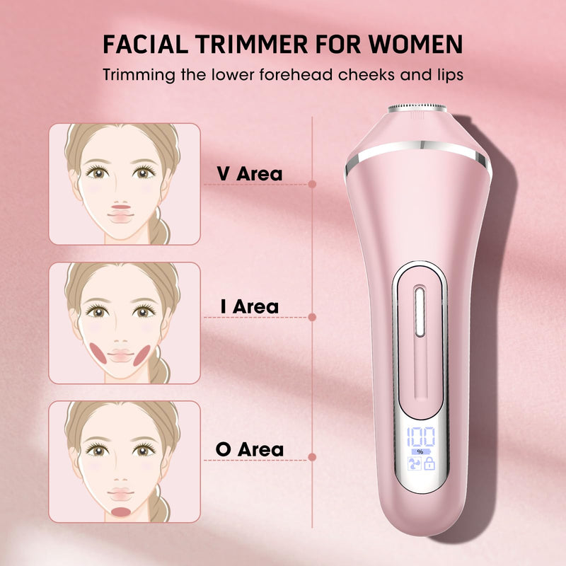 [Australia] - Electric Shavers for Women, 7 in 1 Hair Removal Kit with Epilator Bikini Trimmer Face Razor Body Brush Face Massager Foot Callus Remover, IPX7 Waterproof Lady Razors Set for Legs Armpit Bikini Pubic Pink 