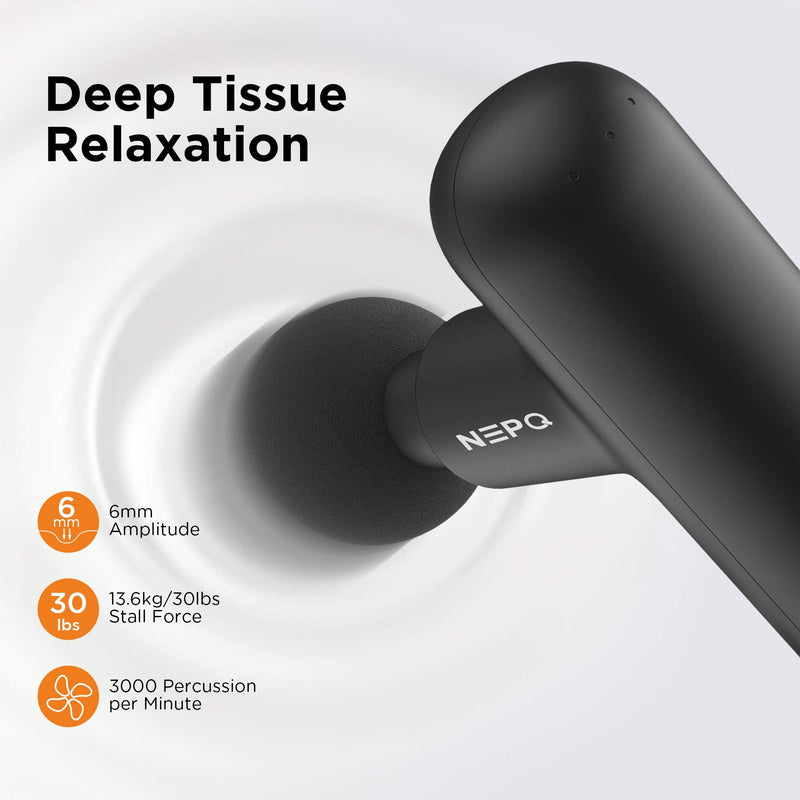 [Australia] - Mini Massage Gun, Powerful Fascial Gun Portable Deep Tissue Percussion Muscle Back Head Massager for Pain Relief with 4 Massage Heads High-Intensity Vibration Rechargeable Small Massage Gun Black 