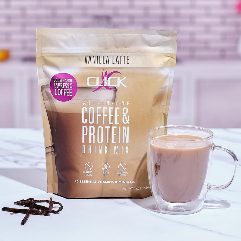 [Australia] - Click Coffee Protein Powder | Double Shot Espresso | 16g Protein | 23 Essential Vitamins | Low Calorie Meal Replacement | 150mg Caffeine | Gluten Free | No Artificial Flavors or Colors | Vanilla 15.24 Ounce (Pack of 1) 