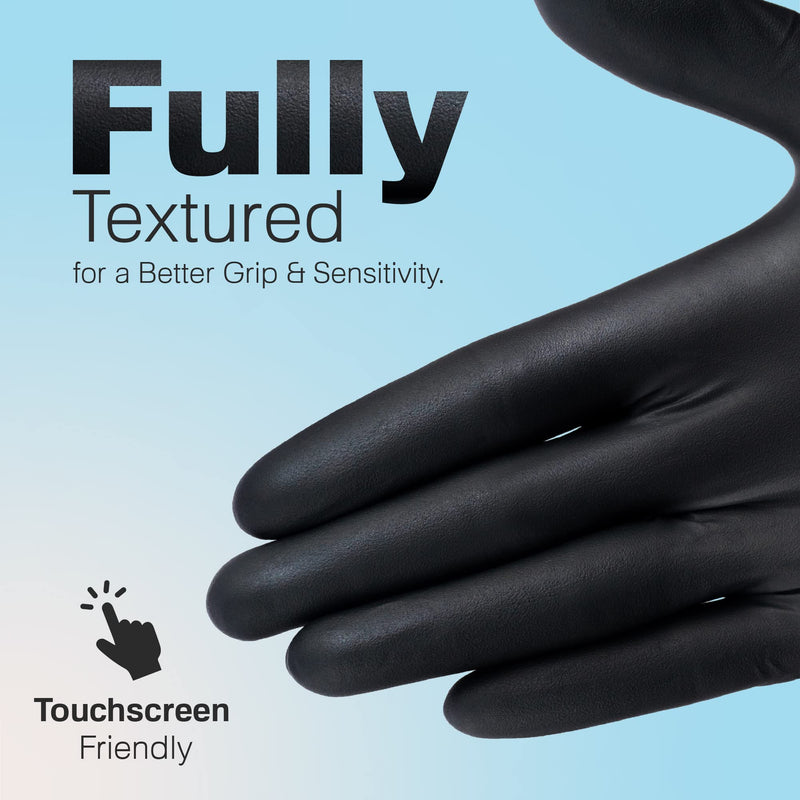 [Australia] - Heavy Duty Disposable Gloves Latex Free | 6.5 Mil Black Nitrile Gloves Large | 100 Count Powder Free Chemical Resistant Gloves | Food Grade, Food Safe, | Janitorial, Kitchen, & Mechanic Gloves 