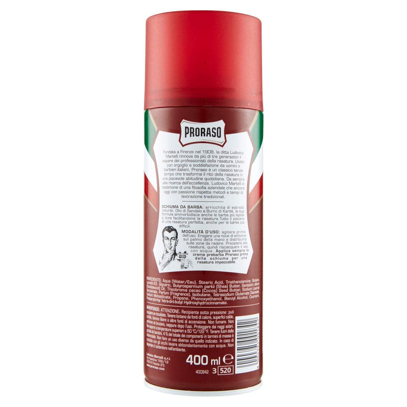 [Australia] - Proraso Red Barbe Dure shaving foam, pack of 1 (1 x 400 ml) 
