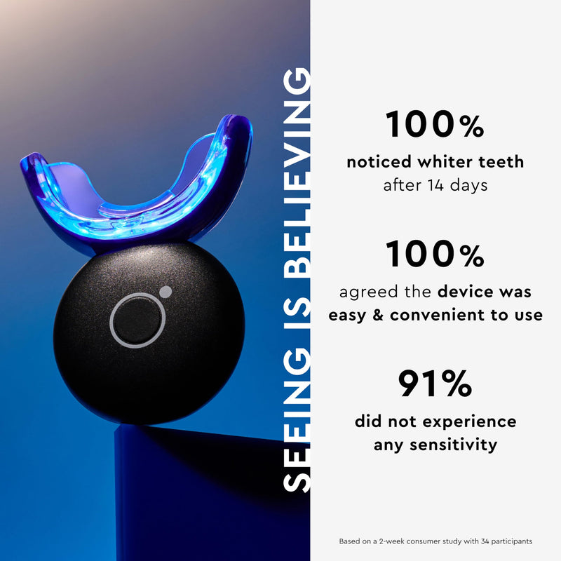 [Australia] - MOON Teeth Whitening Kit, LED Light Teeth Whitener Device, 56 White Strips, USB Charger & Travel Case, Blue Light Whitening Tray Removes Stains & Whitens Up to 12 Shades in 2 Weeks (4 Piece Kit) 