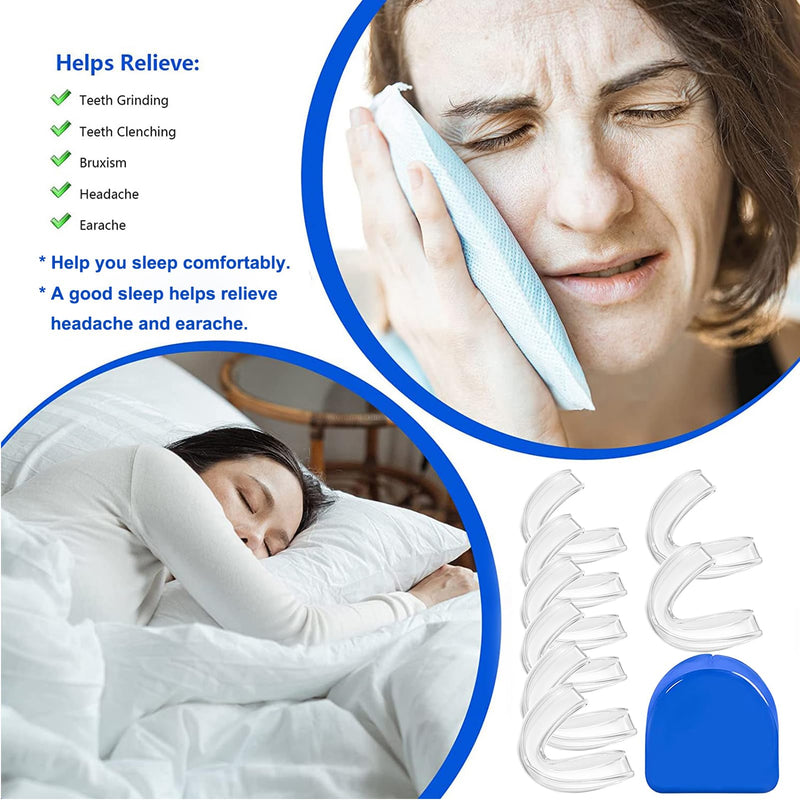 Dental Night Guards for Teeth Grinding, 8PSC Sleep Mouth Guards for Grinding Teeth Clenching & Stops Bruxism at Night, Thermoform Moldable Oral Care Mouthguards, 2 Size