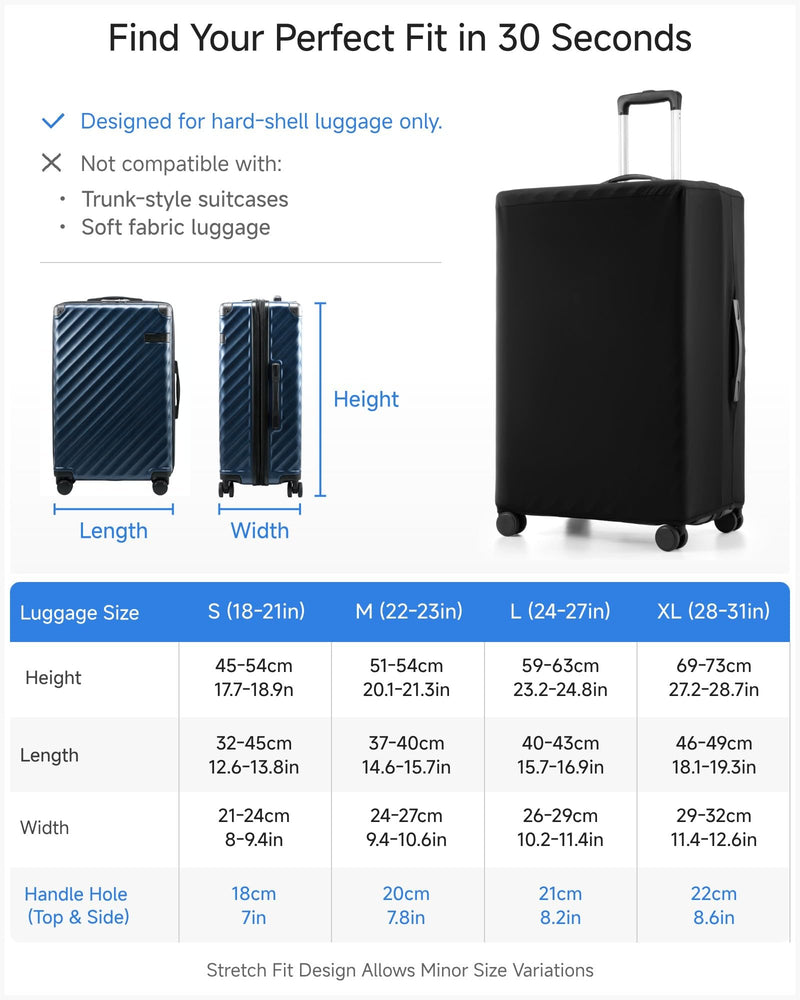 LUGGEX TSA Luggage Lock Bundle 6 Pack+Luggage Cover Protector for Suitcase 1 Pack, Travel Essentials Kit (Black)
