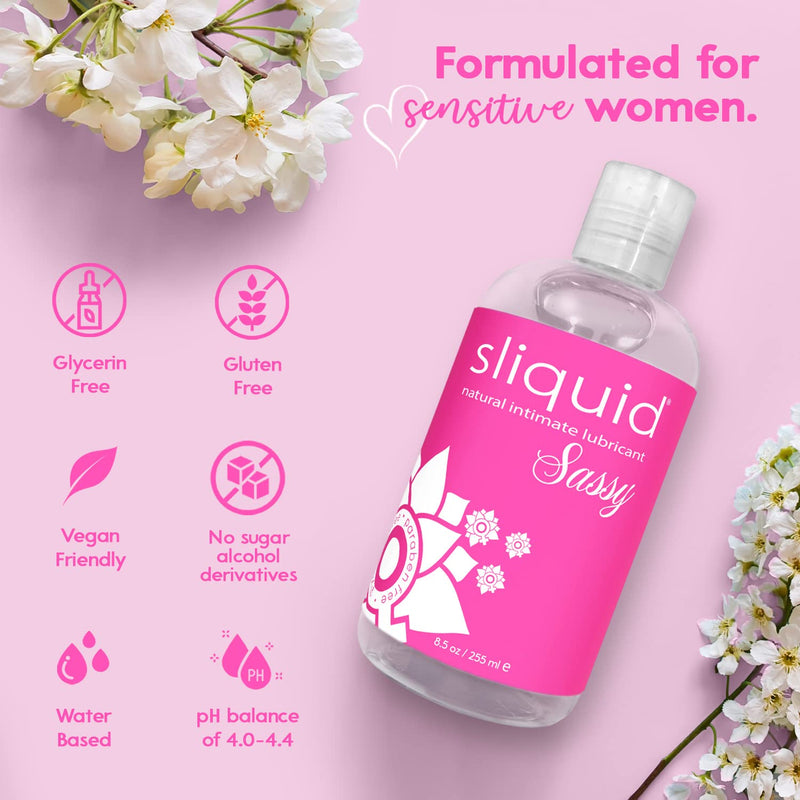 [Australia] - Sliquid Sassy Water-Based Lube - Thick, Long-Lasting Gel, Natural Lube for Women/Men/Couples, Unscented, 8.5 Fl Oz 8.5 Fl Oz (Pack of 1) 
