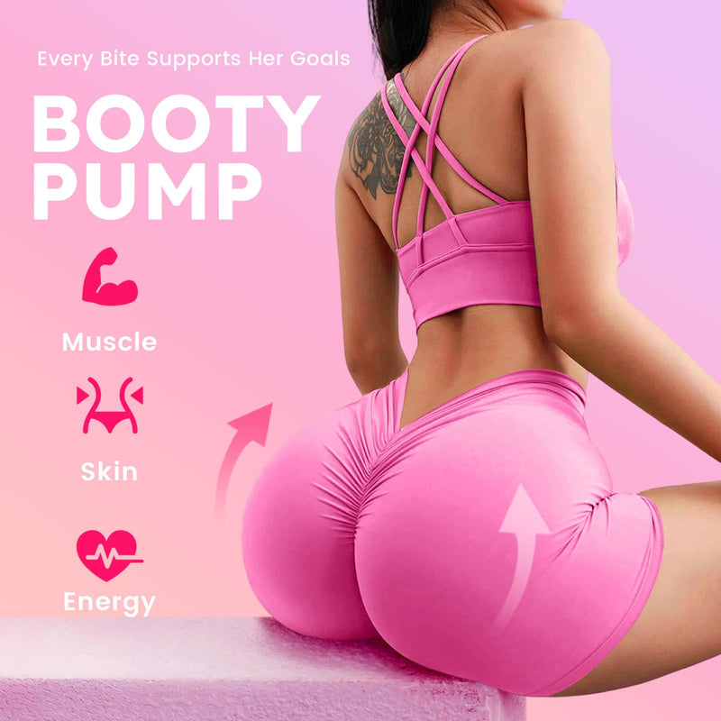 Creatine for Women + Collagen + BCAAs + Vitamin C & B12, 120 Sugar Free Creatine Gummies for Women, Creatine Monohydrate Gummies Pre Workout for Booty, Energy & Strength, Strawberry-Lemon Flavor