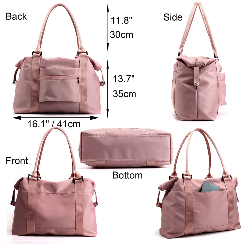 Women Tote Bag Travel Duffel Bag Carry On Luggage Bag Sports Bag Pink
