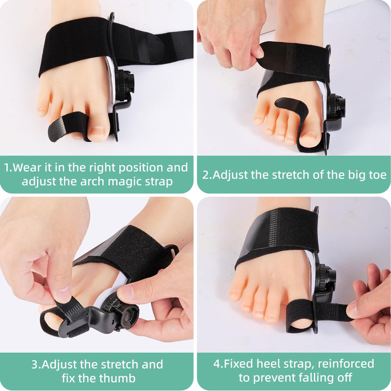 Bunion Corrector for Women & Men Big Toe, Relief Fixed Adjustable Knob Corrector, for Left and Right Foot, Black 1Pack