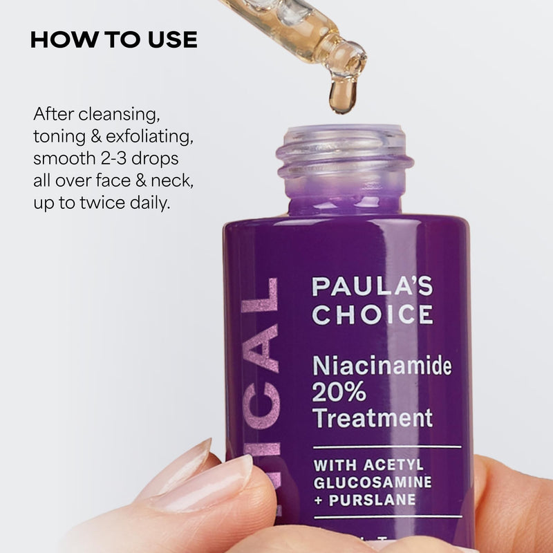 Paula's Choice CLINICAL 20% Niacinamide Vitamin B3 Face Serum, 0.67 Fl Oz | Anti-Aging Serum for Discoloration & Minimizing Large Pores, Fragrance-Free