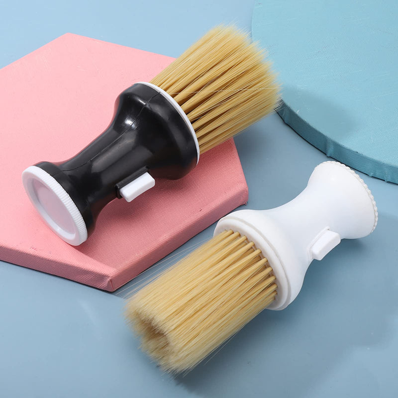 Neck Duster, Soft Barber Powder Brush Haircutting Cleaning Brush Hairbrush Neck Duster with Powder Dispenser for Neckline and Ears After Haircut(White)