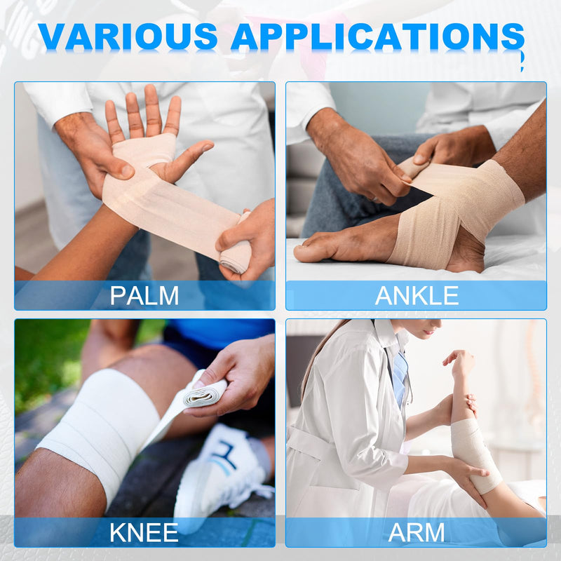 PATIKIL 1"/2"/3"/4" Self Adhesive Bandage Wrap, 16 Pcs 5 Yard Elastic Self Breathable Self Adherent Wrap Tape for Stretch Athletic Sports Wrist Ankle Outdoor Tape, Black
