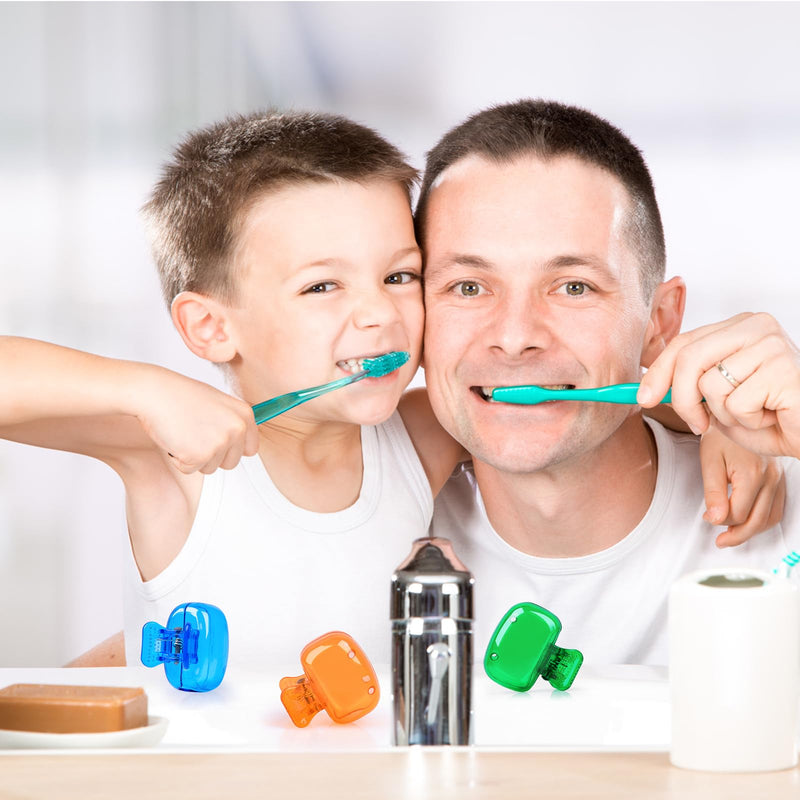 [Australia] - 6 Pack Toothbrush Covers Portable Toothbrush Protector Coverings Clips Tooth Brush Storage Head Cover Cap for Kids Bathroom Home Travel Tooth Brush Case Red Blue Green Orange Gray Clear 