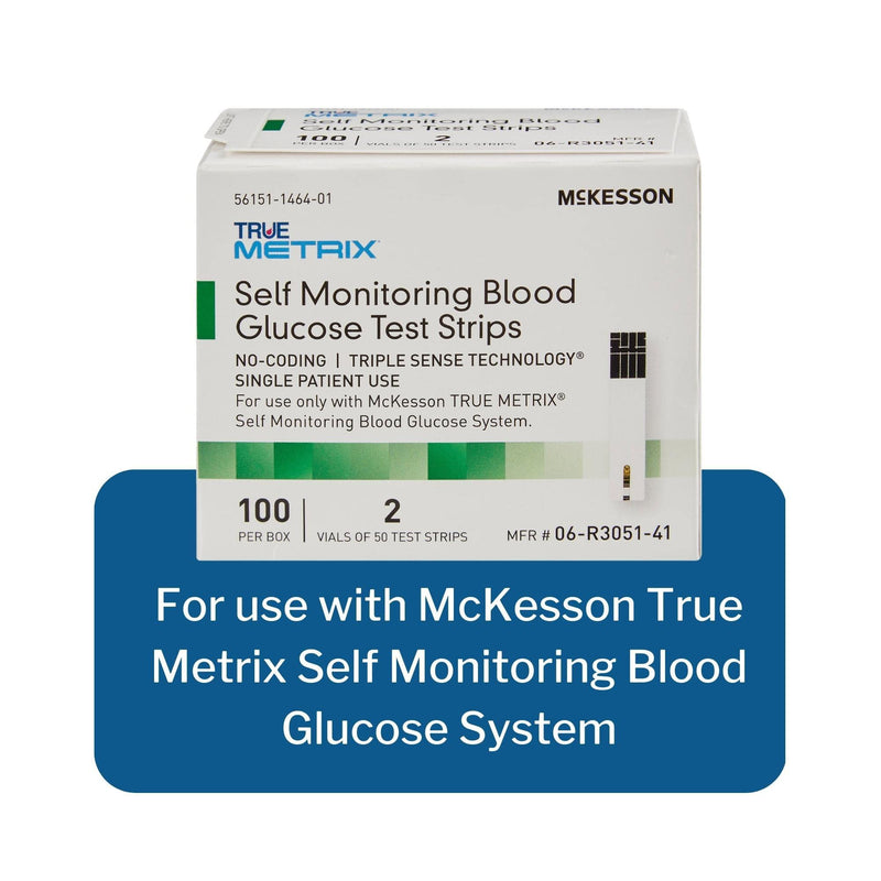 McKesson TRUE METRIX Self-Monitoring Blood Glucose Test Strips - Supplies for Diabetes Self Monitor Systems, 100 Strips, 1 Pack 1 Count (Pack of 100)