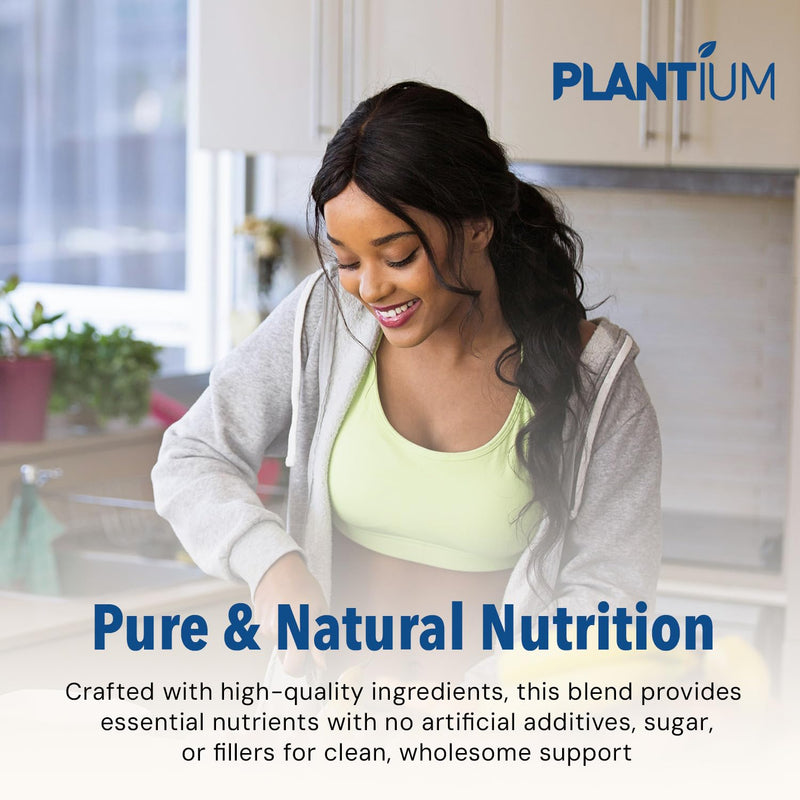 Plantium Total Nutrition Meal Replacement Protein Powder, Vanilla | Plant-based all-in-one shake with 22g protein per serving, vitamins, minerals and probiotics.