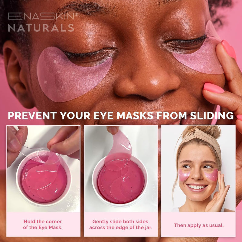 Under Eye Patches Kit: 120 Pcs Rosy Caffeine & 24K Gold Gel Eye Mask for Dark Circles, Puffiness and Wrinkles - Anti-Aging Pads with Niacinamide, Collagen, Hyaluronic Acid & Vitamin C (2 Pack) Pink & Golden